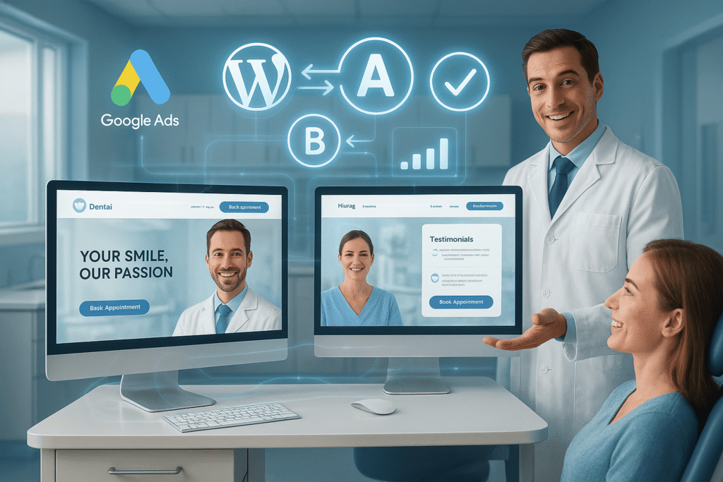A/B Testing Google Ads Landing Pages for Dentists: How WordPress Themes Make It Easy